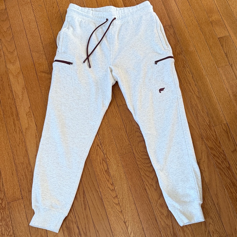 Fabletics Heather Gray Joggers with Dark Brown Details